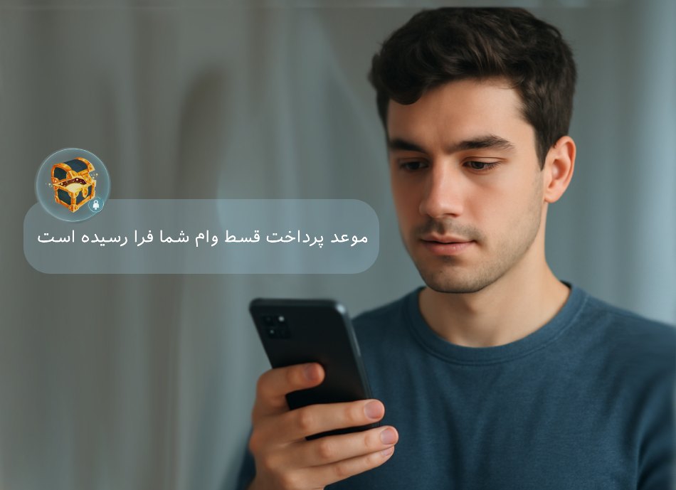 تصویر ارسال پیامک موعد قسط صندوق قرض الحسنه