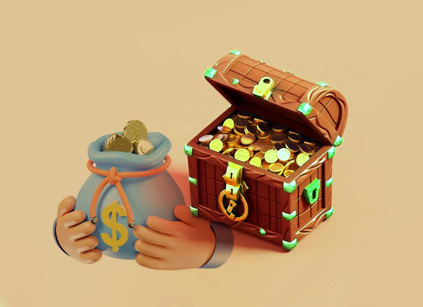 تصویر صندوقچه پر از پول