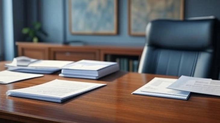 تصویر میز و کاغذ های اداری جهت دریافت مجوز تاسیس